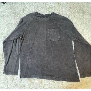 Weekendz off men long sleeve black knit crew neck ribbed shirt L